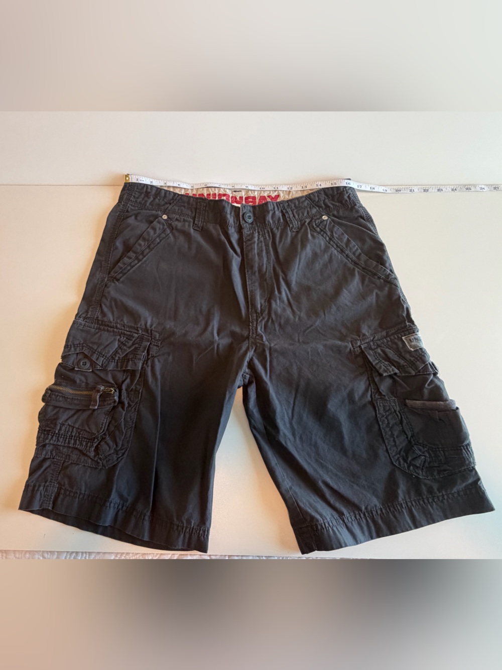 UNIONBAY Black Waistband Shorts with Red Logo Detail